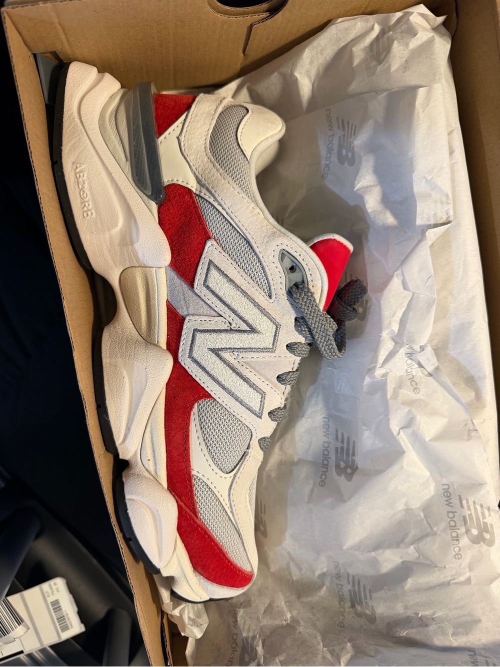 New Balance White, Red & Gray Athletic Runner